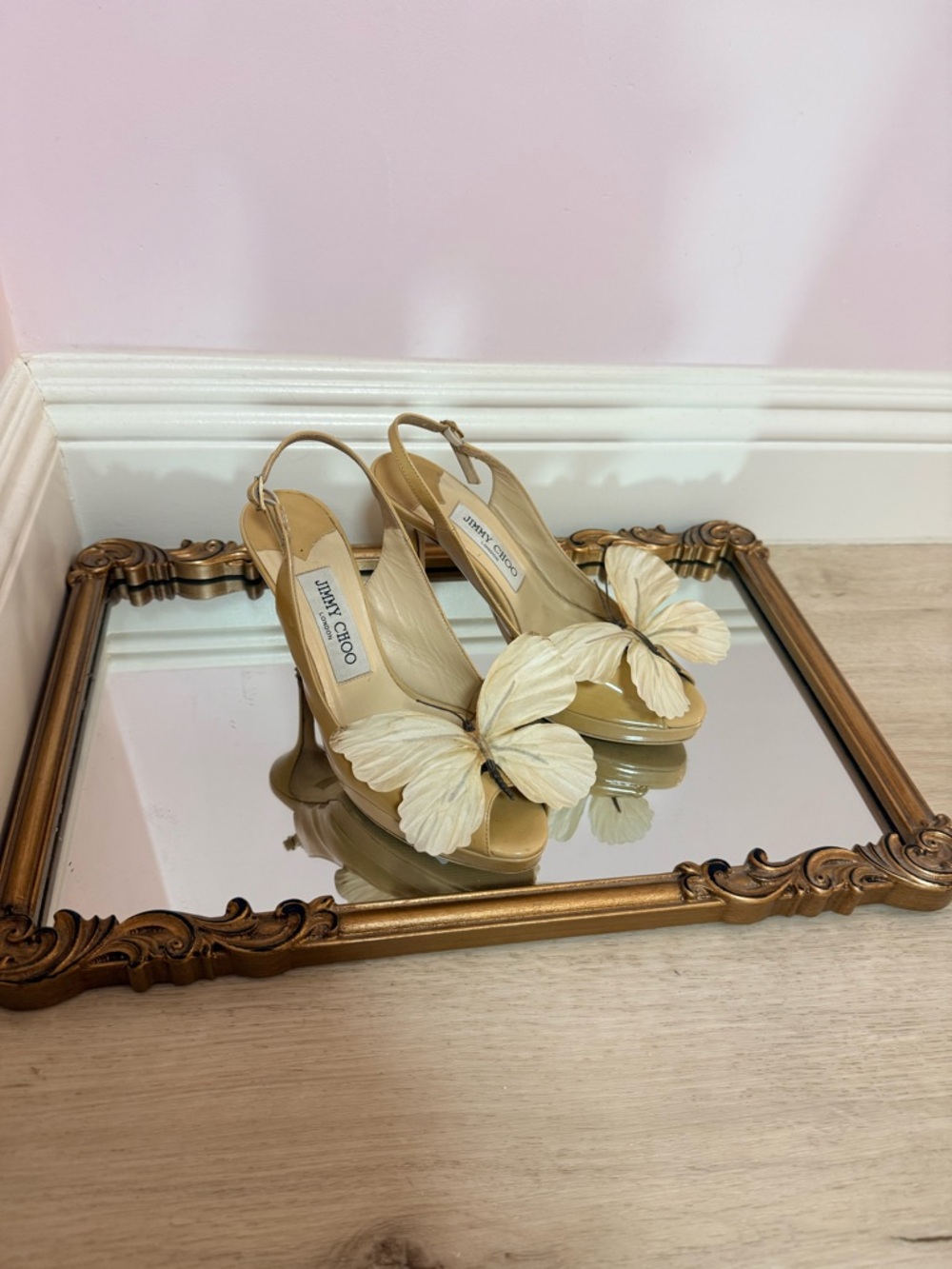Jimmy Choo sandals shoes butterfly orchid size 6-6.5 US 36.5 Y2K Carrie Bradshaw
